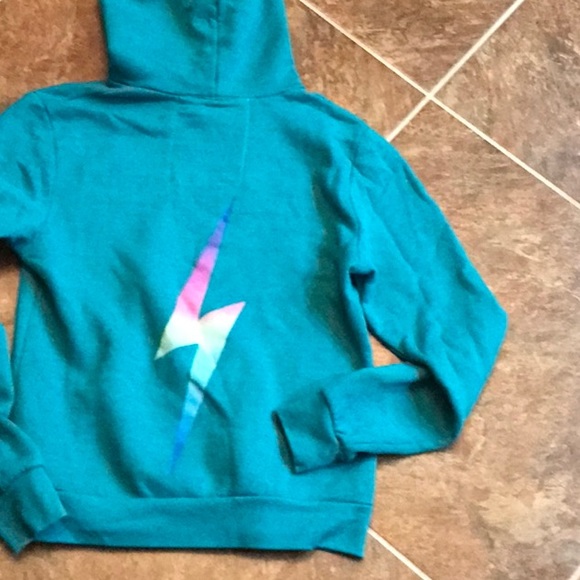 Aviator Nation Tops - RARE lightning ⚡️ Aviator Nation Teal Blue Lightning Bolt Hoodie Small